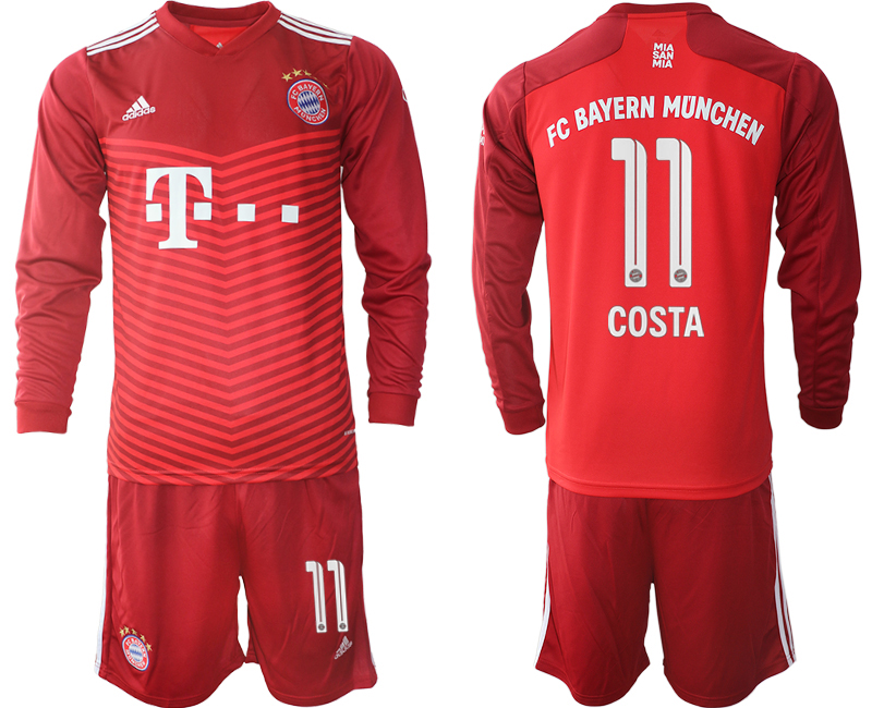 Men 2021-2022 Club Bayern Munich home red Long Sleeve #11 Soccer Jersey